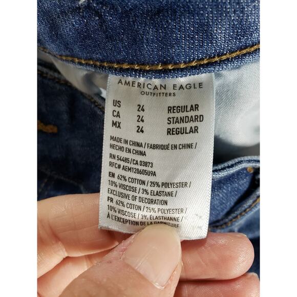 American Eagle Jeans Size 24 Womens Blue Stretch Denim High Rise Jegging Crop - Picture 5 of 14